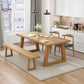 Mesa de comedor moderna rectangular de pino natural con 4 patas