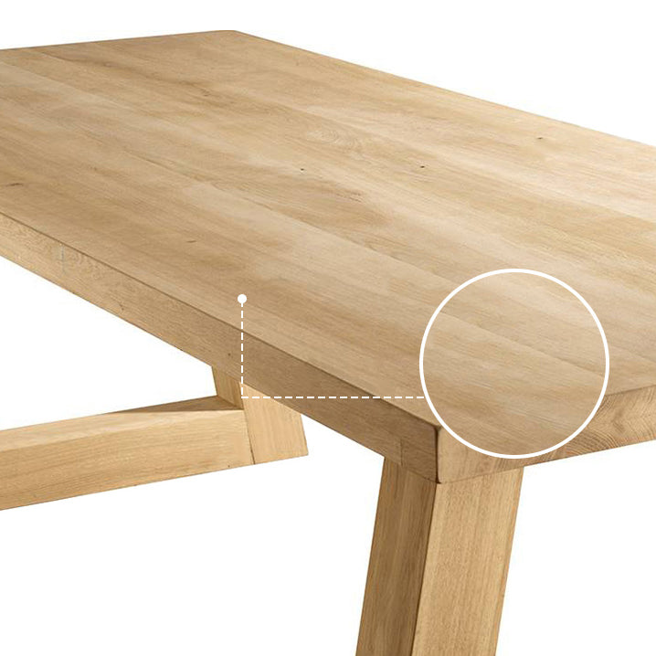 Mesa de comedor moderna rectangular de pino natural con 4 patas