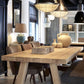 Mesa de comedor moderna rectangular de pino natural con 4 patas