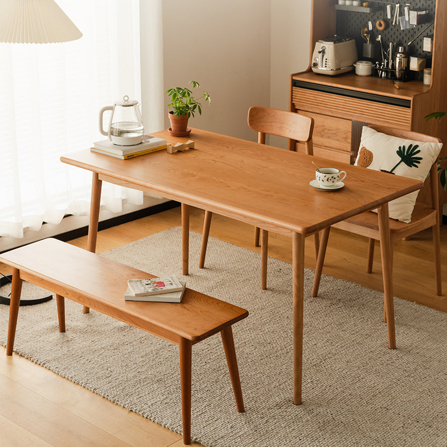 Modern Rectangular Solid Wood Tabletop Dining Table with 4 Legs Clearhalo 'Dining Tables & Seating' 'Dining Tables' 'dining_table' 'furn' 'furn_dining_table' 'Furniture' 'Kitchen & Dining Furniture' 7793584