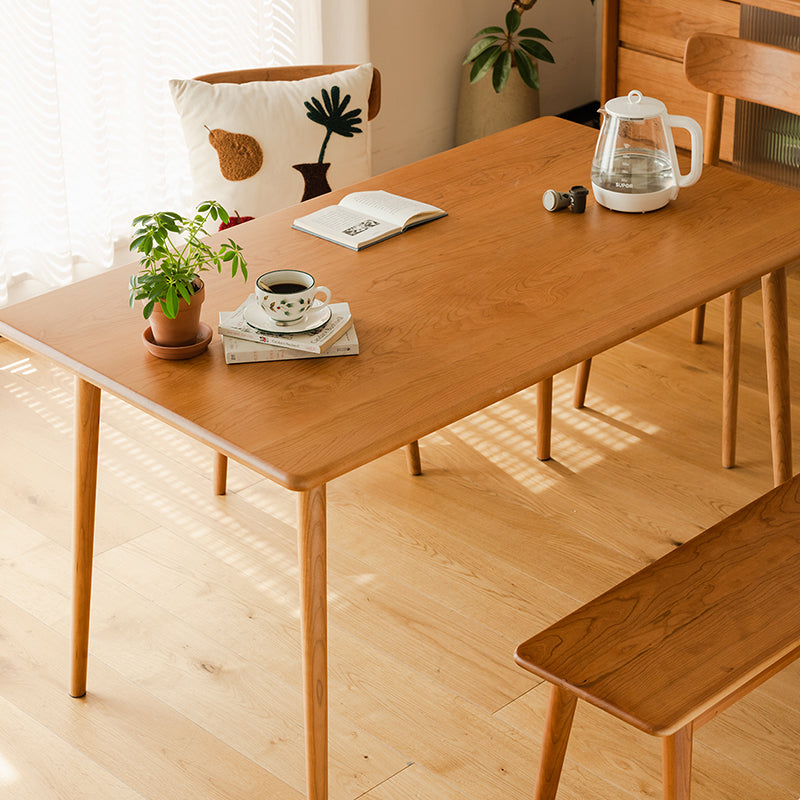 Modern Rectangular Solid Wood Tabletop Dining Table with 4 Legs Clearhalo 'Dining Tables & Seating' 'Dining Tables' 'dining_table' 'furn' 'furn_dining_table' 'Furniture' 'Kitchen & Dining Furniture' 7793592