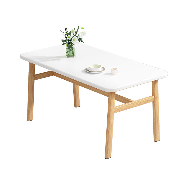 Contemporary Rectangular Wooden Dining Table with Stainless Steel Trestle White Without Chairs Clearhalo 'Dining Tables & Seating' 'Dining Tables' 'dining_table' 'furn' 'furn_dining_table' 'Furniture' 'Kitchen & Dining Furniture' 7793601