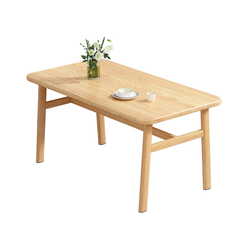Contemporary Rectangular Wooden Dining Table with Stainless Steel Trestle Natural Without Chairs Clearhalo 'Dining Tables & Seating' 'Dining Tables' 'dining_table' 'furn' 'furn_dining_table' 'Furniture' 'Kitchen & Dining Furniture' 7793605