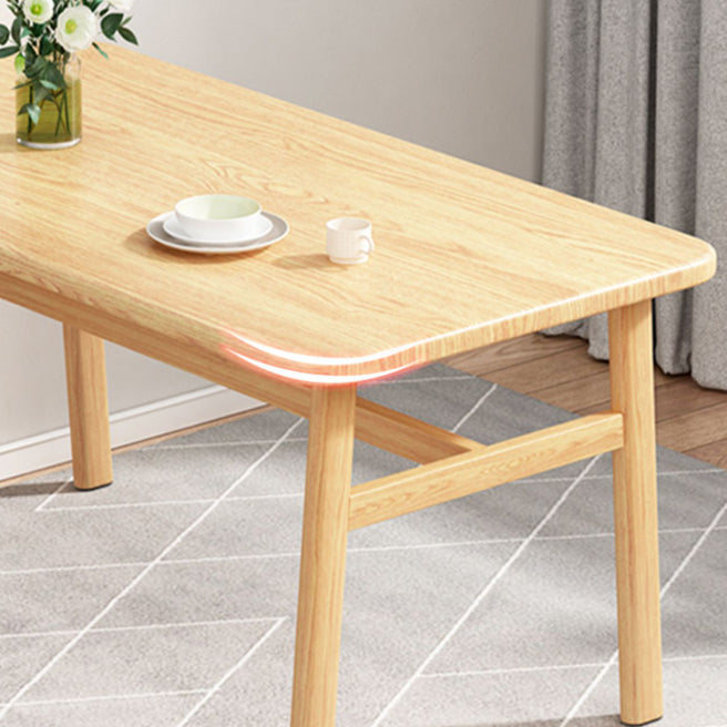 Contemporary Rectangular Wooden Dining Table with Stainless Steel Trestle Clearhalo 'Dining Tables & Seating' 'Dining Tables' 'dining_table' 'furn' 'furn_dining_table' 'Furniture' 'Kitchen & Dining Furniture' 7793606