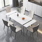 Modern White Rectangular Stone Dining Table with 4 Steel Foot