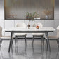 Modern White Rectangular Stone Dining Table with 4 Steel Foot