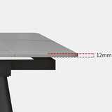 Modern White Rectangular Stone Dining Table with 4 Steel Foot