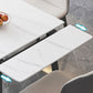 Modern White Rectangular Stone Dining Table with 4 Steel Foot