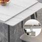 Modern White Rectangular Stone Dining Table with 4 Steel Foot