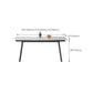 Modern White Rectangular Stone Dining Table with 4 Steel Foot