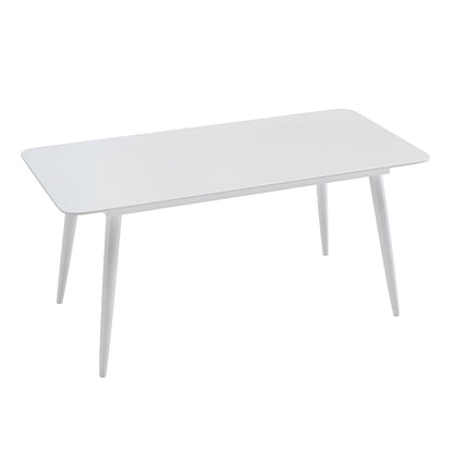 Contemporary White Rectangular Stone Dining Table with Steel Legs
