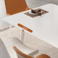 Contemporary White Rectangular Stone Dining Table with Steel Legs