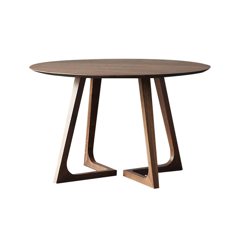 Modern Round Brown Rubberwood Dining Table with Double Pedestal Without Chairs Clearhalo 'Dining Tables & Seating' 'Dining Tables' 'dining_table' 'furn' 'furn_dining_table' 'Furniture' 'Kitchen & Dining Furniture' 7793663