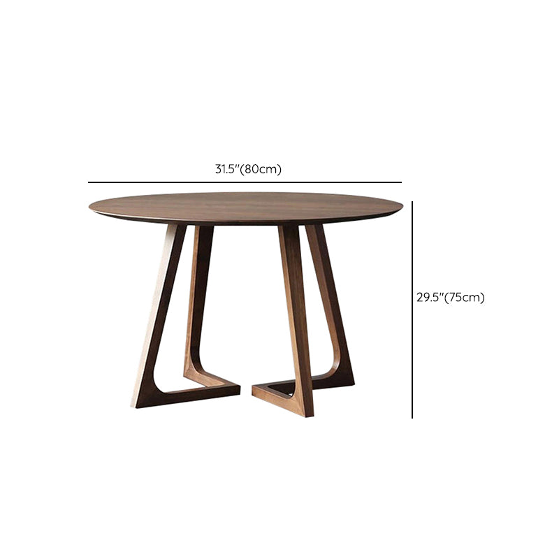 Modern Round Brown Rubberwood Dining Table with Double Pedestal Clearhalo 'Dining Tables & Seating' 'Dining Tables' 'dining_table' 'furn' 'furn_dining_table' 'Furniture' 'Kitchen & Dining Furniture' 7793668