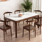 Modern Rectangular Stone Top White Dining Table with 4 Brown Rubberwood Legs Clearhalo 'Dining Tables & Seating' 'Dining Tables' 'dining_table' 'furn' 'furn_dining_table' 'Furniture' 'Kitchen & Dining Furniture' 7793688