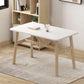 Contemporary Rectangular Wooden Dining Table with 4 Metal Foot White Without Chairs Clearhalo 'Dining Tables & Seating' 'Dining Tables' 'dining_table' 'furn' 'furn_dining_table' 'Furniture' 'Kitchen & Dining Furniture' 7793702