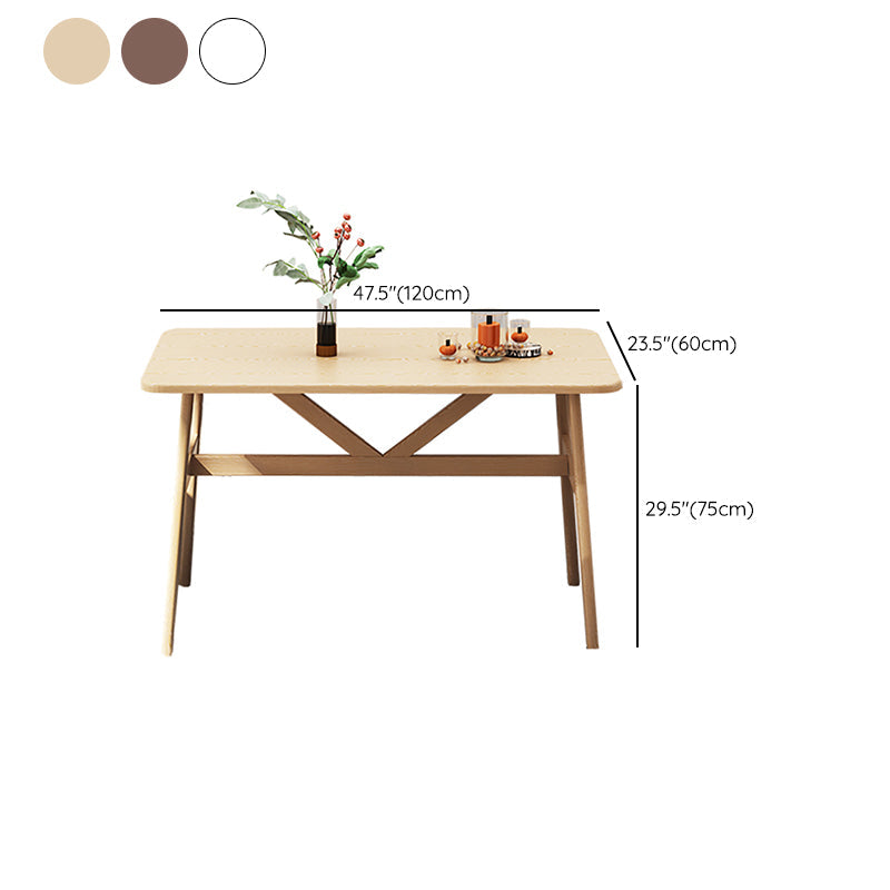 Contemporary Rectangular Wooden Dining Table with 4 Metal Foot Clearhalo 'Dining Tables & Seating' 'Dining Tables' 'dining_table' 'furn' 'furn_dining_table' 'Furniture' 'Kitchen & Dining Furniture' 7793714