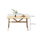Contemporary Rectangular Wooden Dining Table with 4 Metal Foot Clearhalo 'Dining Tables & Seating' 'Dining Tables' 'dining_table' 'furn' 'furn_dining_table' 'Furniture' 'Kitchen & Dining Furniture' 7793715