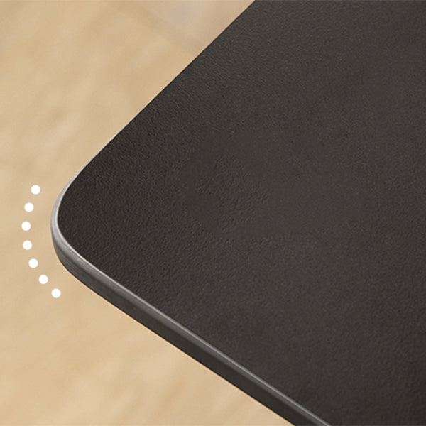 Table de salle à manger rectangulaire moderne avec plateau en pierre noire et 4 pieds en bois massif