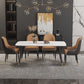 Contemporary Rectangular White Stone Dining Table with Steel Legs Clearhalo 'Dining Tables & Seating' 'Dining Tables' 'dining_table' 'furn' 'furn_dining_table' 'Furniture' 'Kitchen & Dining Furniture' 7793731