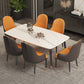 Contemporary Rectangular White Stone Dining Table with Steel Legs Clearhalo 'Dining Tables & Seating' 'Dining Tables' 'dining_table' 'furn' 'furn_dining_table' 'Furniture' 'Kitchen & Dining Furniture' 7793735