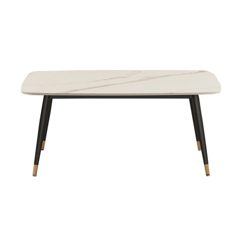 Contemporary Rectangular White Stone Dining Table with Steel Legs Clearhalo 'Dining Tables & Seating' 'Dining Tables' 'dining_table' 'furn' 'furn_dining_table' 'Furniture' 'Kitchen & Dining Furniture' 7793736