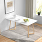 Contemporary Rectangular White and Walnut Wooden Dining Table with Double Pedestal White Without Chairs Clearhalo 'Dining Tables & Seating' 'Dining Tables' 'dining_table' 'furn' 'furn_dining_table' 'Furniture' 'Kitchen & Dining Furniture' 7793747