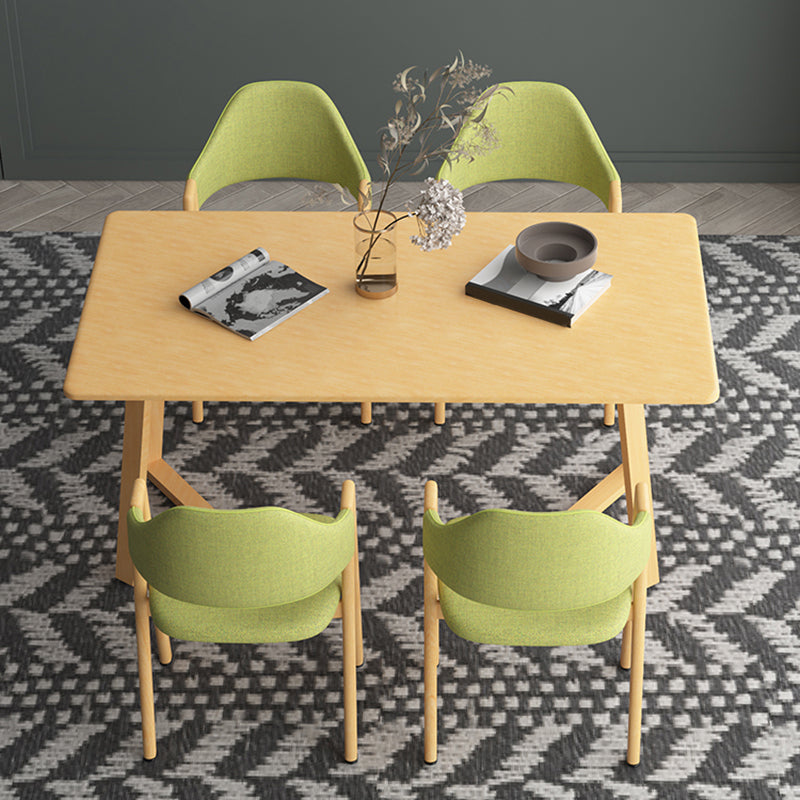 Contemporary Rectangular White and Walnut Wooden Dining Table with Double Pedestal Clearhalo 'Dining Tables & Seating' 'Dining Tables' 'dining_table' 'furn' 'furn_dining_table' 'Furniture' 'Kitchen & Dining Furniture' 7793752
