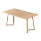 Contemporary Rectangular White and Walnut Wooden Dining Table with Double Pedestal Clearhalo 'Dining Tables & Seating' 'Dining Tables' 'dining_table' 'furn' 'furn_dining_table' 'Furniture' 'Kitchen & Dining Furniture' 7793753