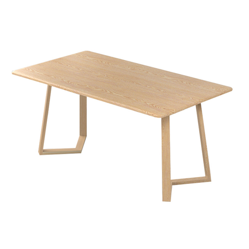 Contemporary Rectangular White and Walnut Wooden Dining Table with Double Pedestal Clearhalo 'Dining Tables & Seating' 'Dining Tables' 'dining_table' 'furn' 'furn_dining_table' 'Furniture' 'Kitchen & Dining Furniture' 7793753