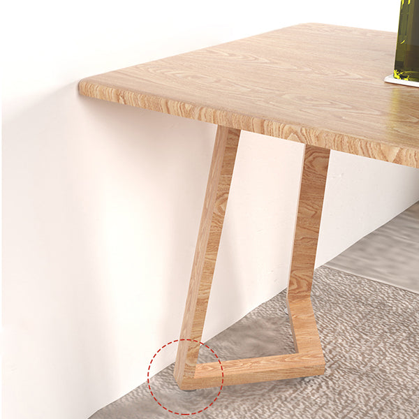 Contemporary Rectangular White and Walnut Wooden Dining Table with Double Pedestal Clearhalo 'Dining Tables & Seating' 'Dining Tables' 'dining_table' 'furn' 'furn_dining_table' 'Furniture' 'Kitchen & Dining Furniture' 7793754