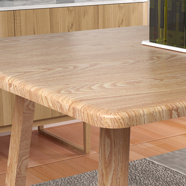 Contemporary Rectangular White and Walnut Wooden Dining Table with Double Pedestal Clearhalo 'Dining Tables & Seating' 'Dining Tables' 'dining_table' 'furn' 'furn_dining_table' 'Furniture' 'Kitchen & Dining Furniture' 7793755