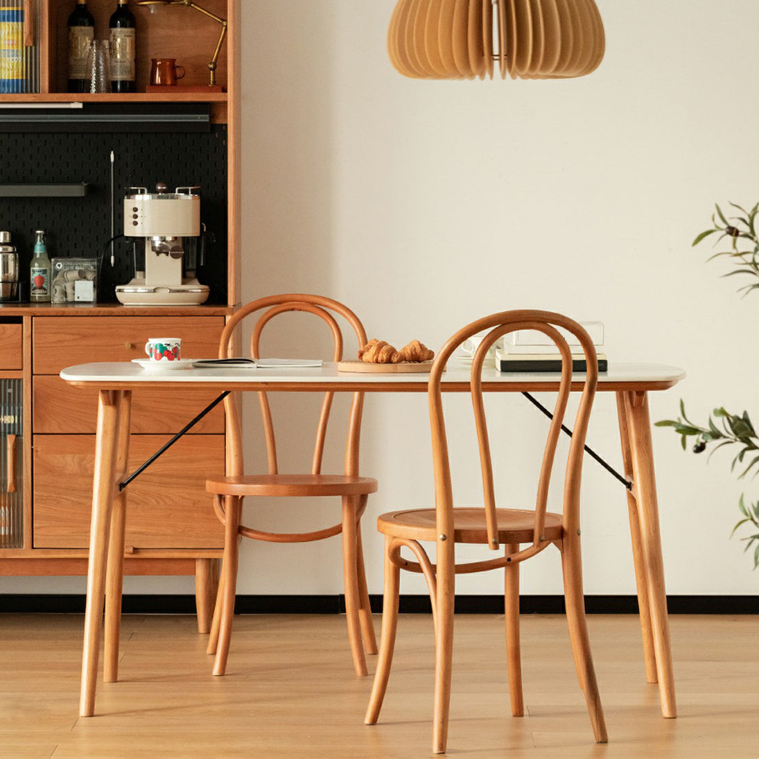 Modern Rectangular White Stone Top Dining Table with 4 Solid Wood Legs Clearhalo 'Dining Tables & Seating' 'Dining Tables' 'dining_table' 'furn' 'furn_dining_table' 'Furniture' 'Kitchen & Dining Furniture' 7793765