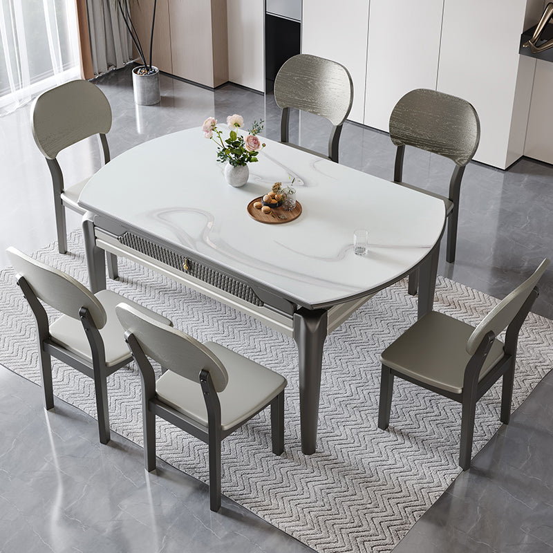 1/5/7/9 Pieces White Stainless Steel Top Dining Set for Home