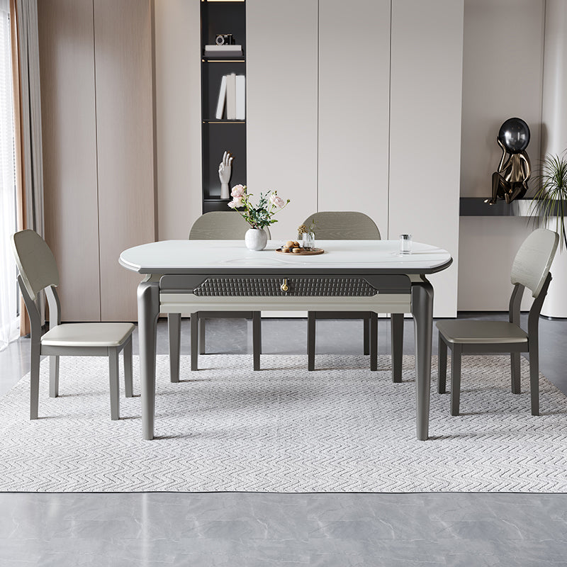 1/5/7/9 Pieces White Stainless Steel Top Dining Set for Home