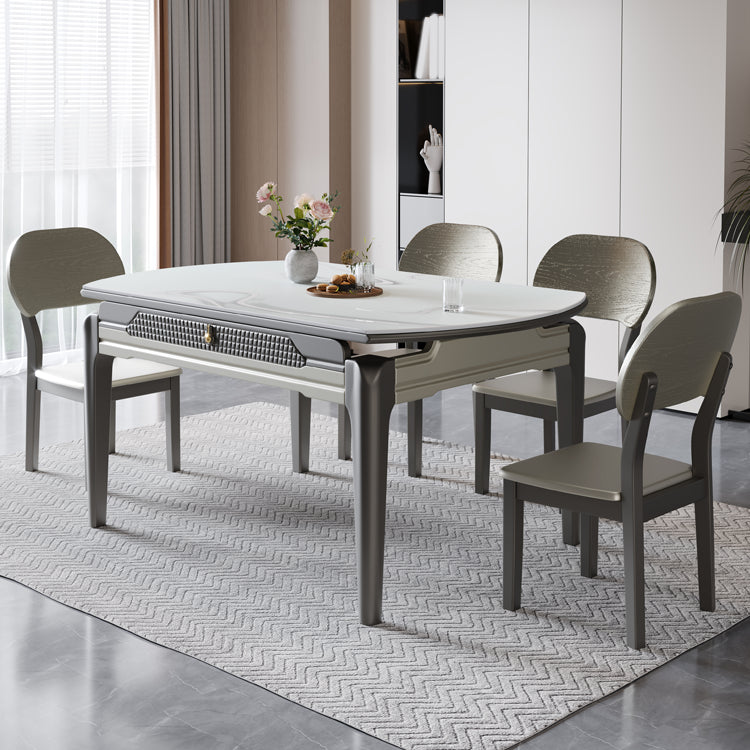1/5/7/9 Pieces White Stainless Steel Top Dining Set for Home
