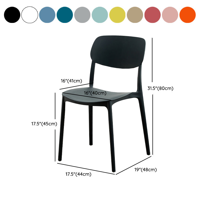 Moderna sala da pranzo in plastica senza braccio sedia da pranzo aperta