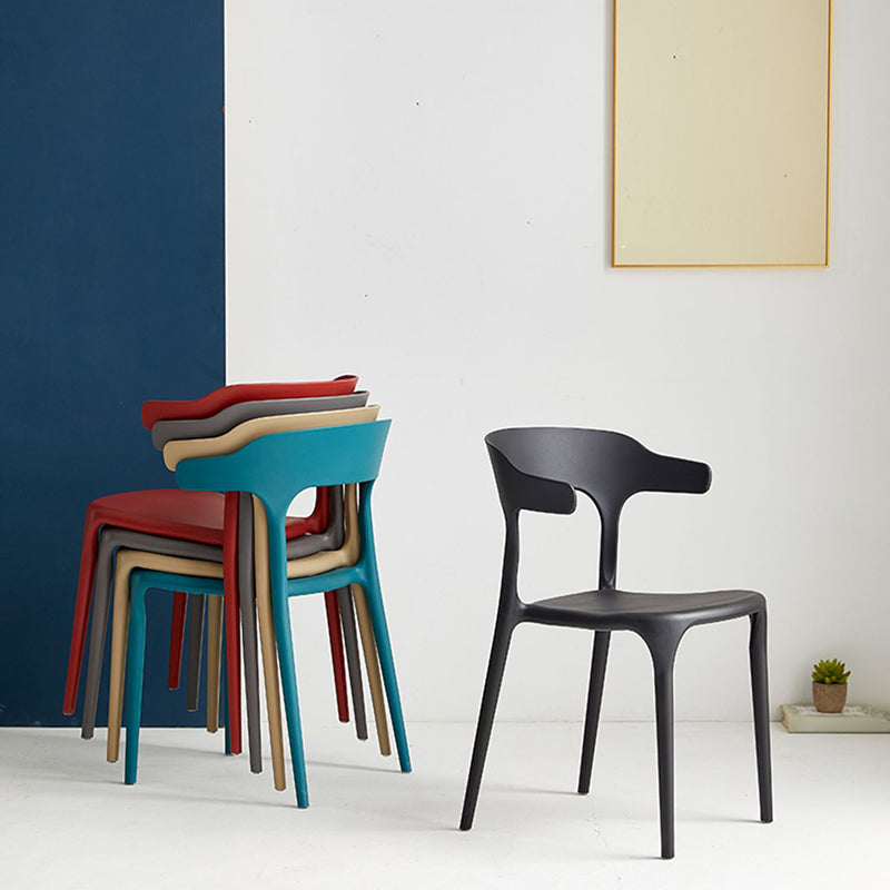 Moderne eetkamer armloos plastic open achterste achterste eetkamerstoel