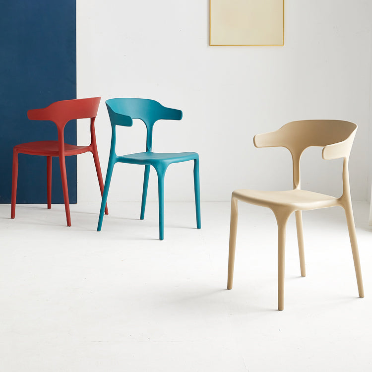 Moderne eetkamer armloos plastic open achterste achterste eetkamerstoel