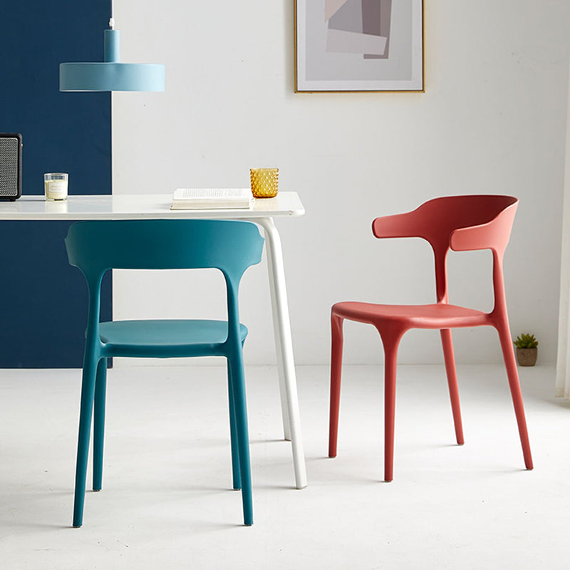 Moderne eetkamer armloos plastic open achterste achterste eetkamerstoel
