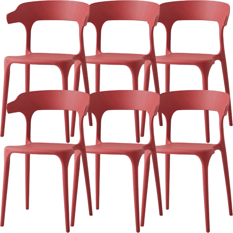 Moderne eetkamer armloos plastic open achterste achterste eetkamerstoel