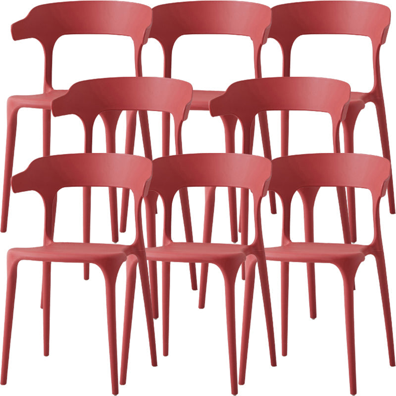 Moderne eetkamer armloos plastic open achterste achterste eetkamerstoel