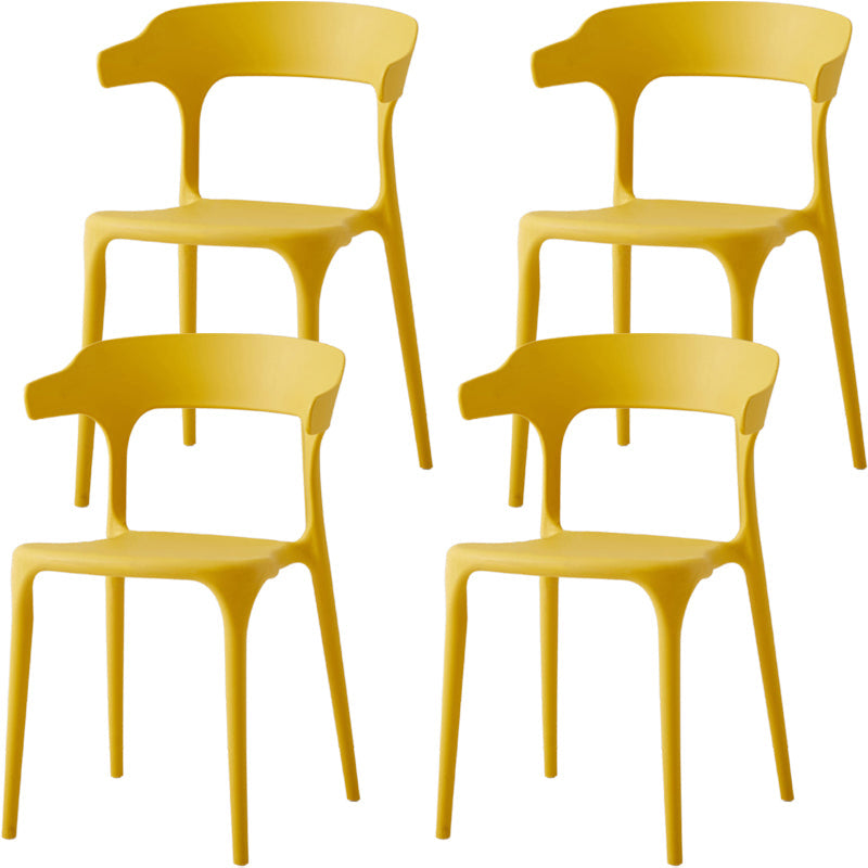 Moderne eetkamer armloos plastic open achterste achterste eetkamerstoel