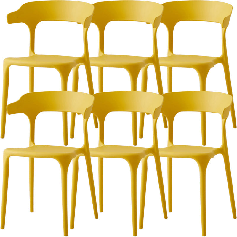 Moderne eetkamer armloos plastic open achterste achterste eetkamerstoel