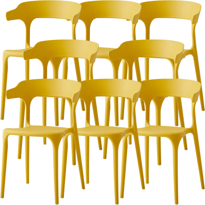 Moderne eetkamer armloos plastic open achterste achterste eetkamerstoel