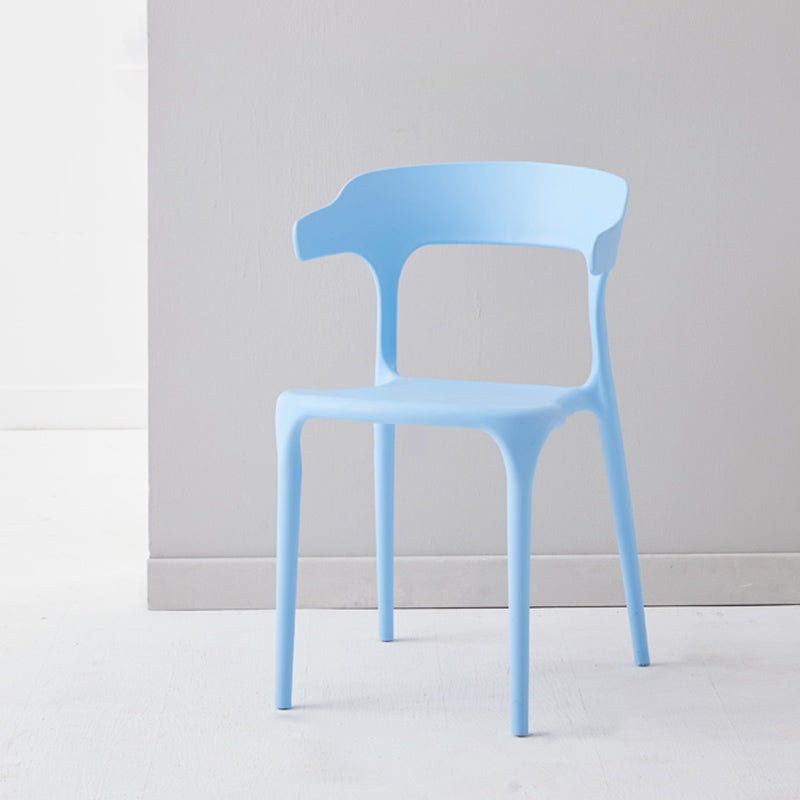 Moderne eetkamer armloos plastic open achterste achterste eetkamerstoel