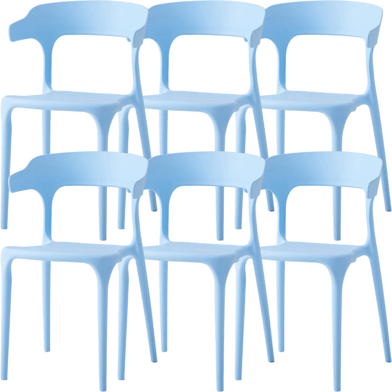 Moderne eetkamer armloos plastic open achterste achterste eetkamerstoel