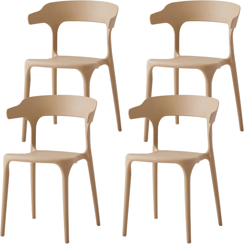 Moderne eetkamer armloos plastic open achterste achterste eetkamerstoel