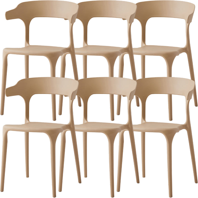 Moderne eetkamer armloos plastic open achterste achterste eetkamerstoel