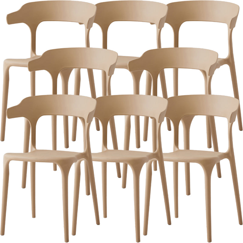 Moderne eetkamer armloos plastic open achterste achterste eetkamerstoel